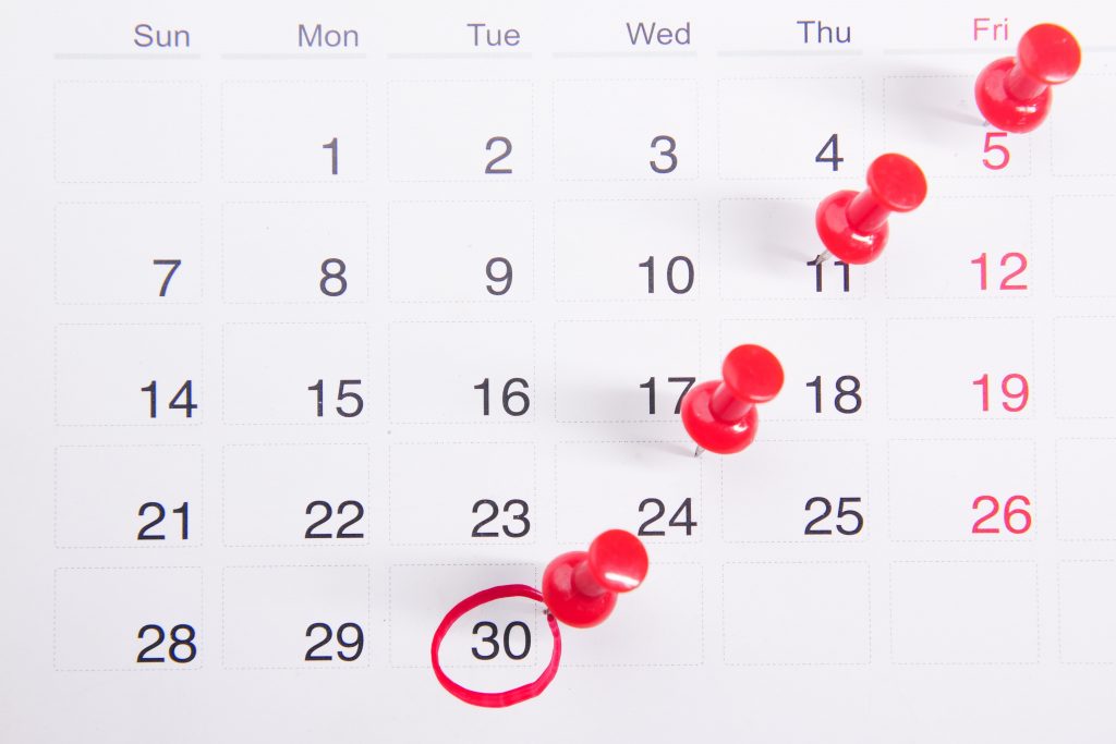 Calendar Highlighting Wedding Date